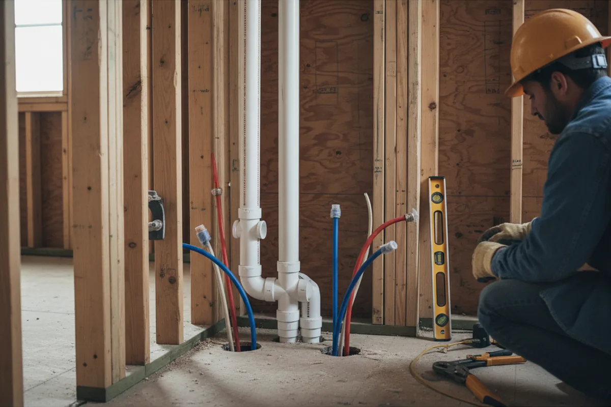 Drain and supply rough-in during Drain Cleaning in Peebles
