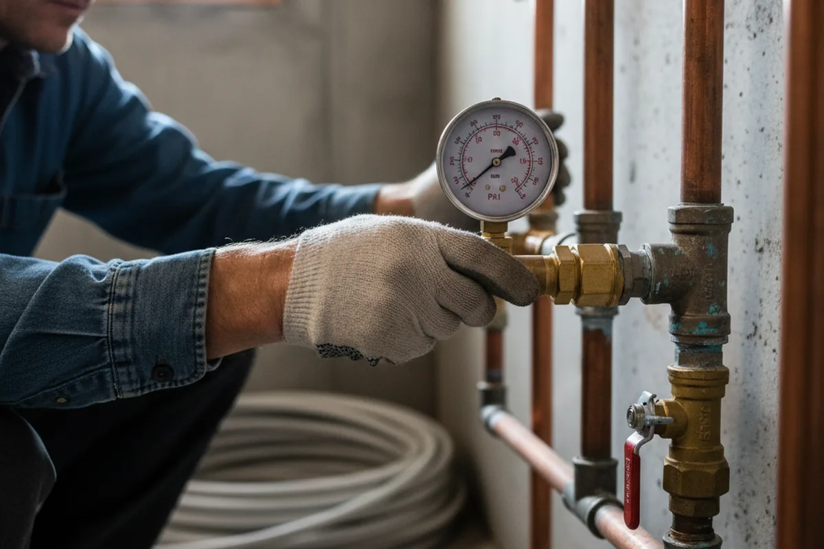 Pressure testing a repaired line during Water Line Repair in Peebles